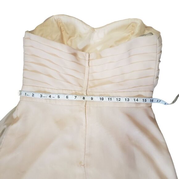 Jordan Peach Blush Pleated Strapless Chiffon Gown Sz 12 - Picture 12 of 16
